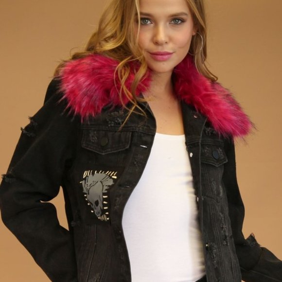 American Bazi Jackets & Blazers - WOMEN'S PLUS SIZE JEAN DISTRESSED ROCK-N-ROLL